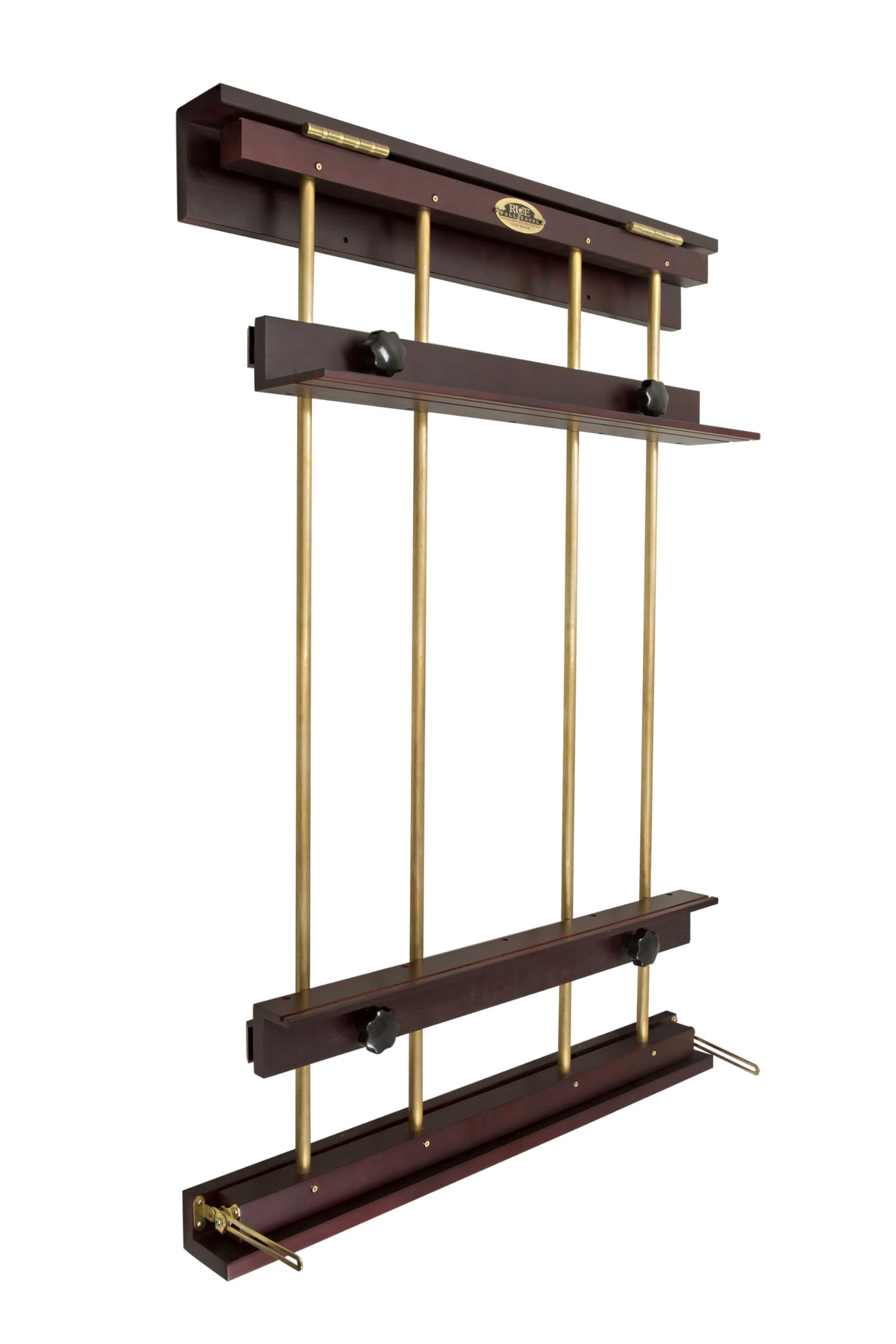 Rue Wall Easel Medium - Mahogany Finish & Brass Hardware - 32" Wide Hanging Wall Mountable Display for Art, Adjustable Angle, Holds Canvas Up to 40", Decorative Holder, Easel Lamp Compatible, 26lbs