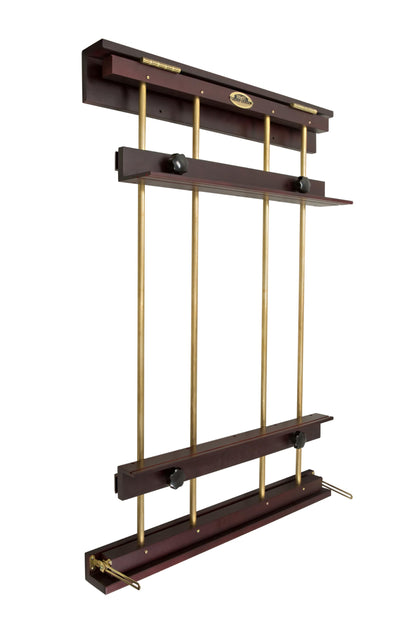 Rue Wall Easel Large - Mahogany Finish & Brass Hardware - 48" Wide Hanging Wall Mountable Display for Art, Adjustable Angle, Holds Canvas Up to 60", Decorative Holder, Easel Lamp Compatible, 38lbs