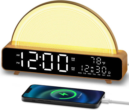 HAODINGMAI 30/60/90 13 Sunrise Alarm Clock Wake Up Light with Sunrise Simulation White Noise Machine Touch Control