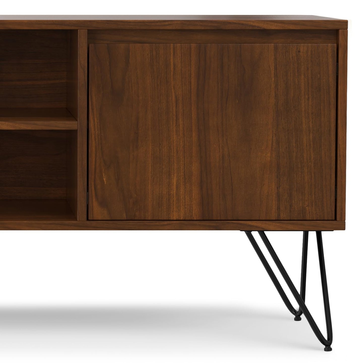 SIMPLIHOME Hunter 60 inch Wide Industrial TV Media Stand in WALNUT WOOD For TVs up to 65 inches for the Living Room and Entertainment Center