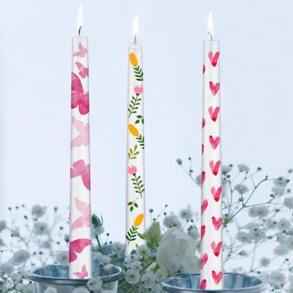 MTLEE 54 Pcs DIY Candle Painting Kit Include White Candles Colorful Acrylic Paint Strips and Paintbrushes for Crafts Making Wedding Birthday Party Centerpiece (Taper)