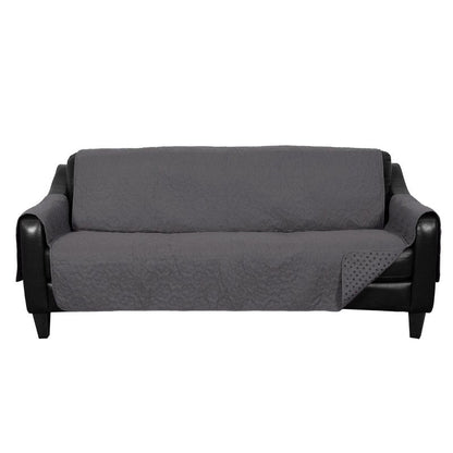Furhaven Waterproof & Non-Slip Large Sofa/Couch Cover Protector for Dogs, Cats, & Children - Quilted Paw Print Living Room Furniture Cover - Gray, Large Sofa