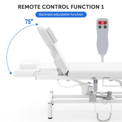Dolonm 2 Motors Electric Massage Table, Hydraulic Electric Lift Adjustable Backrest and Height Lifting for Treatment, Physical Therapy, Spinal Massage, Facial Spa, Waxing, Tattooing - White