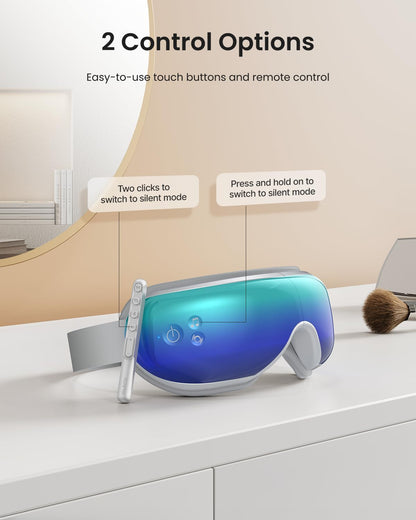RENPHO Eyeris 1 Eye Massager with Remote, Birthday Christmas Gifts for Women Men Her Him, Sleep Mask with Heat, Compression, Headache Massager Scalp for Strain Relief, Migraine Relief, Reduce Stye Eye