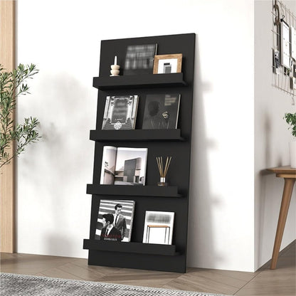 UWYTGF Magazine Rack, Wooden Magazines Shelves Display Stands, Publication Organizer Shelf for Journals, Booklet Holders for Residences, Retail Spaces, and Reception Areas,for Informati,Black