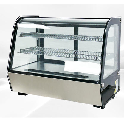 Bakery Display Cooler Refrigerated Case Countertop Desktop Slope Round-Corner 36 ins Commercial Restaurant Pastry Deli Stainless Steel Base Curved Glass NSF Food Cooler CW160R