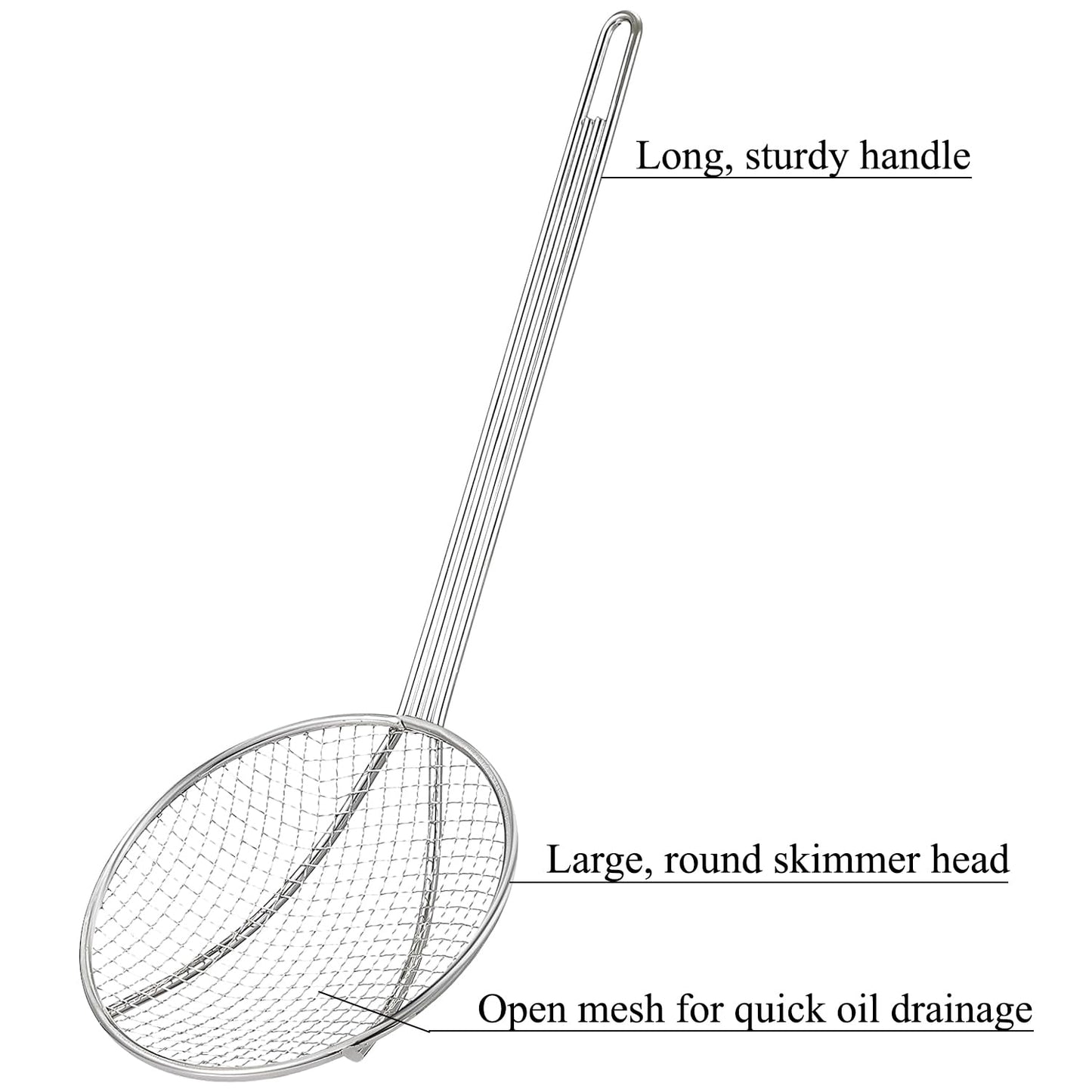 2PCS Fryer Scoop Skimmer Spoon Strainer Spoon Kitchen Spider Frying Spoon Strainer and Utensil for Deep Fryer with Basket, Deep Fryer Cooking, Wok Fry Ladle Spoons with Handle, Asian Spatula Utensils