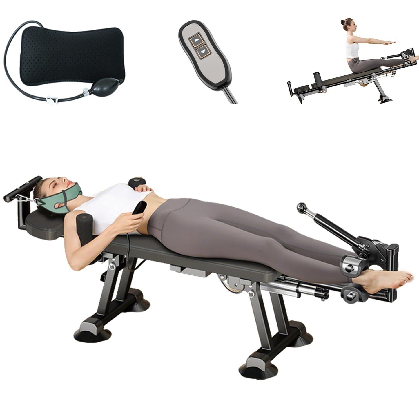 WUGCHDA Electric Alternative Inversion Table, Full Body Stretch Machine, Electric Inversion Tables for Back Pain, 440 Pound Capacity