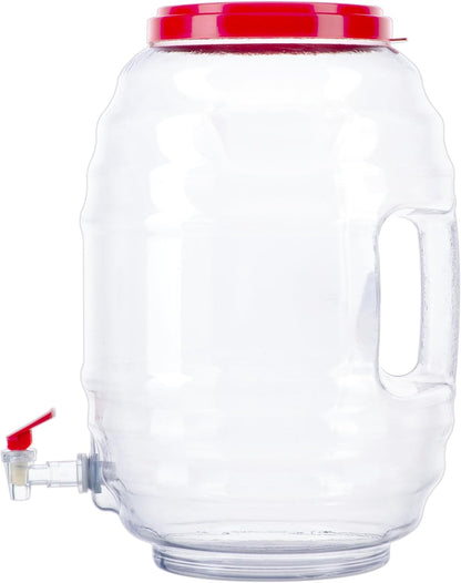 CHAMPS 5 Gallon Vitrolero Water Dispenser, BPA-Free Plastic Beverage Dispenser for Juice, Iced Teas, Red Spout