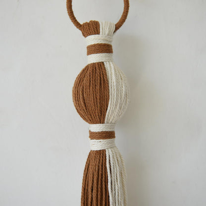 IOWER 2Pcs Macrame Wall Hanging Boho Home Decor Fiber Art with Sphere Knots Tassels Handmade Yarn Art for Bedroom Living Room Office Entryway