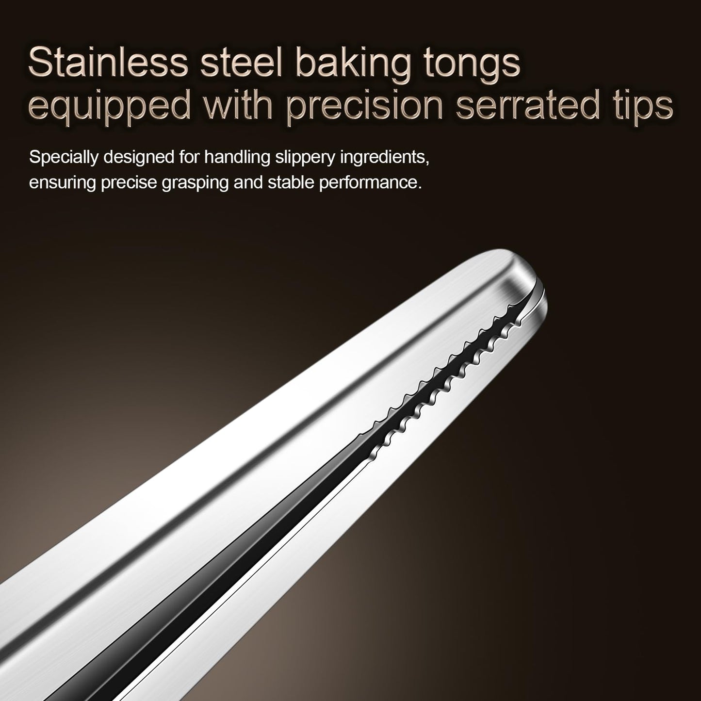 Huakai Locking Stainless Steel Kitchen Tongs, 12-inch Grill Tongs,Heat-Resistant up to 600°C, Precision Serrated Tip Design,Easily Grab and Flip Toss Steaks, Bread, Pizza, Salads, and Grilled Foods