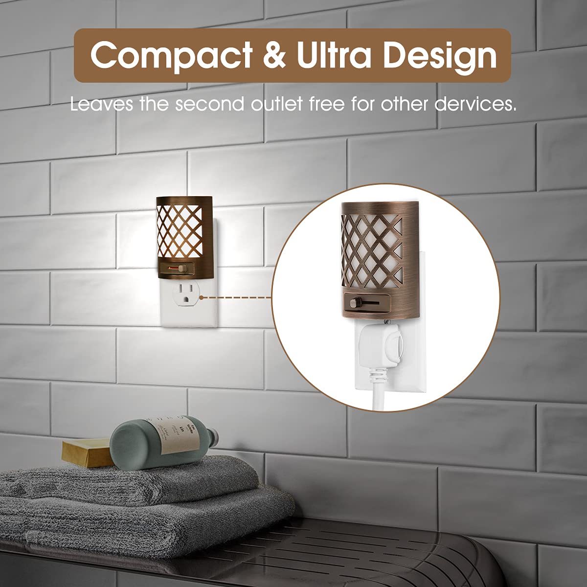 Night Light, Nights Lights Plug Into Wall [2 Pack], Plug in Night-Light, Nightlight, Dusk to Dawn Sensor, Adjustable Brightness Nightlights for Bathroom, Hallway, Stairway, Soft White