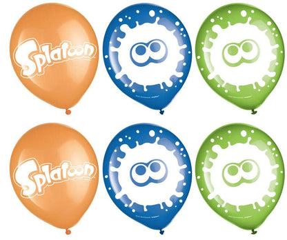 Splatoon Themed Latex Balloons | Assorted Colors | Pack of 6