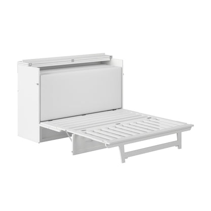 AFI Northfield Queen Size Murphy Bed Chest with Mattress, Storage, & Built-in Charger in White