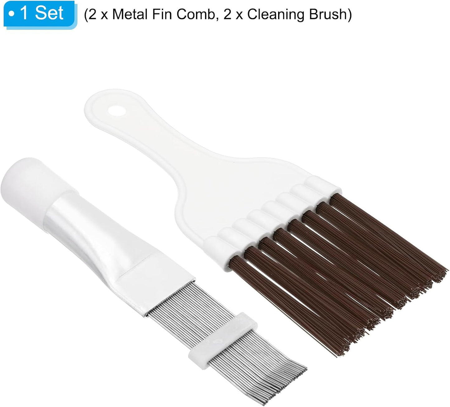 PATIKIL 2 Set Air Conditioner Fin Comb, Stainless Steel Condenser Fin Straightener & Cleaning Brush Tool