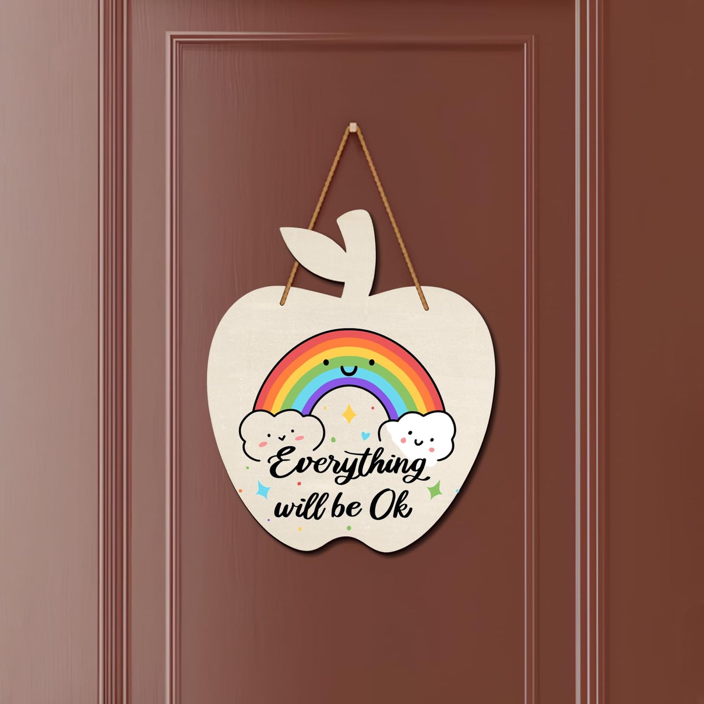Zaruatu 3 Pcs Unfinished Wooden Apple Cutouts for Teacher Door Sign Blank Wooden Name Sign for Classroom Teacher Office Paintable DIY Craft Plaques for Classroom Decorations (Wood)