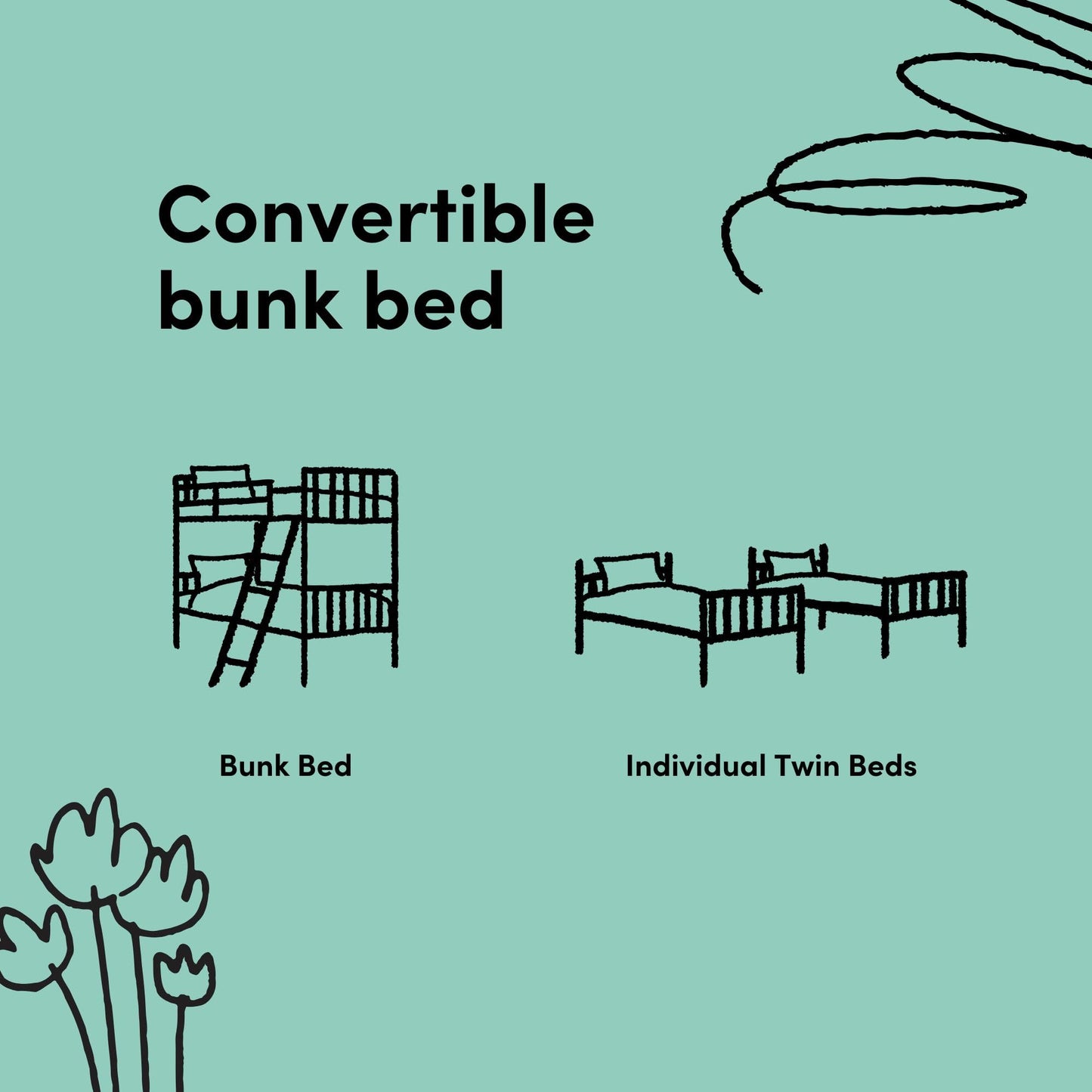Storkcraft Long Horn Twin-Over-Twin Bunk Bed (Natural) - GREENGUARD Gold Certified, Converts to 2 Individual Twin beds