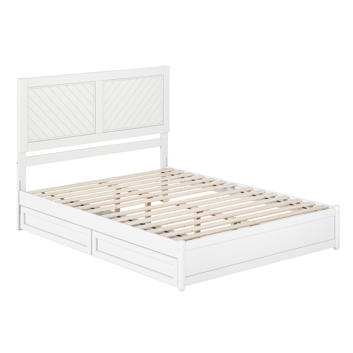 AFI, Clayton Queen Platform Bed with Panel Footboard & Storage Drawers, White