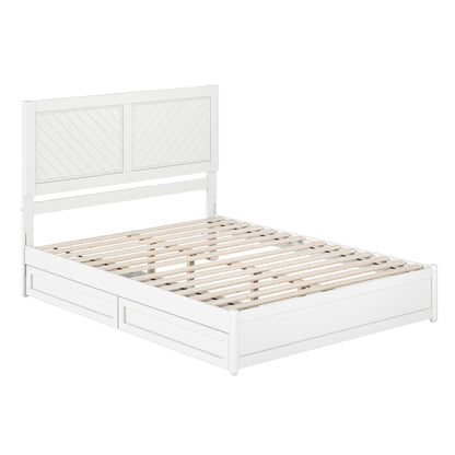 AFI, Clayton Queen Platform Bed with Panel Footboard & Storage Drawers, White