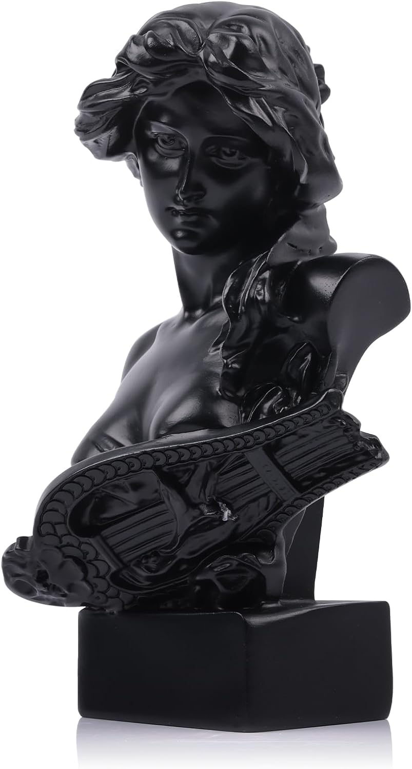 LCCCK 6" H Black Greek Mythology Bust Statue, Resin Aphrodite Sculpture for Coquette Room Decor