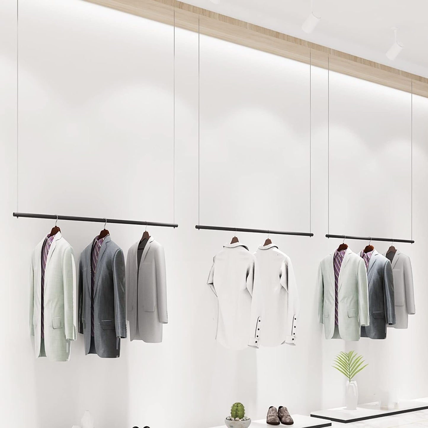 JHNKOJ Clothes Rack, Height Adjustable Display Rack, Clothing Store, Ceiling Clothes Rack, Wedding Dress, Hanging Shelf, Wall Hanger, Commercial Room Organizer, Shelf,A-80Cm
