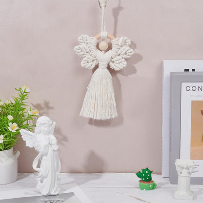 ORIGACH 3 Set DIY Angel Macrame Kit, Boho Wall Hanging Ornament for Beginners, Angel Wings Kit with Instruction Tutorial for Adults, Beige