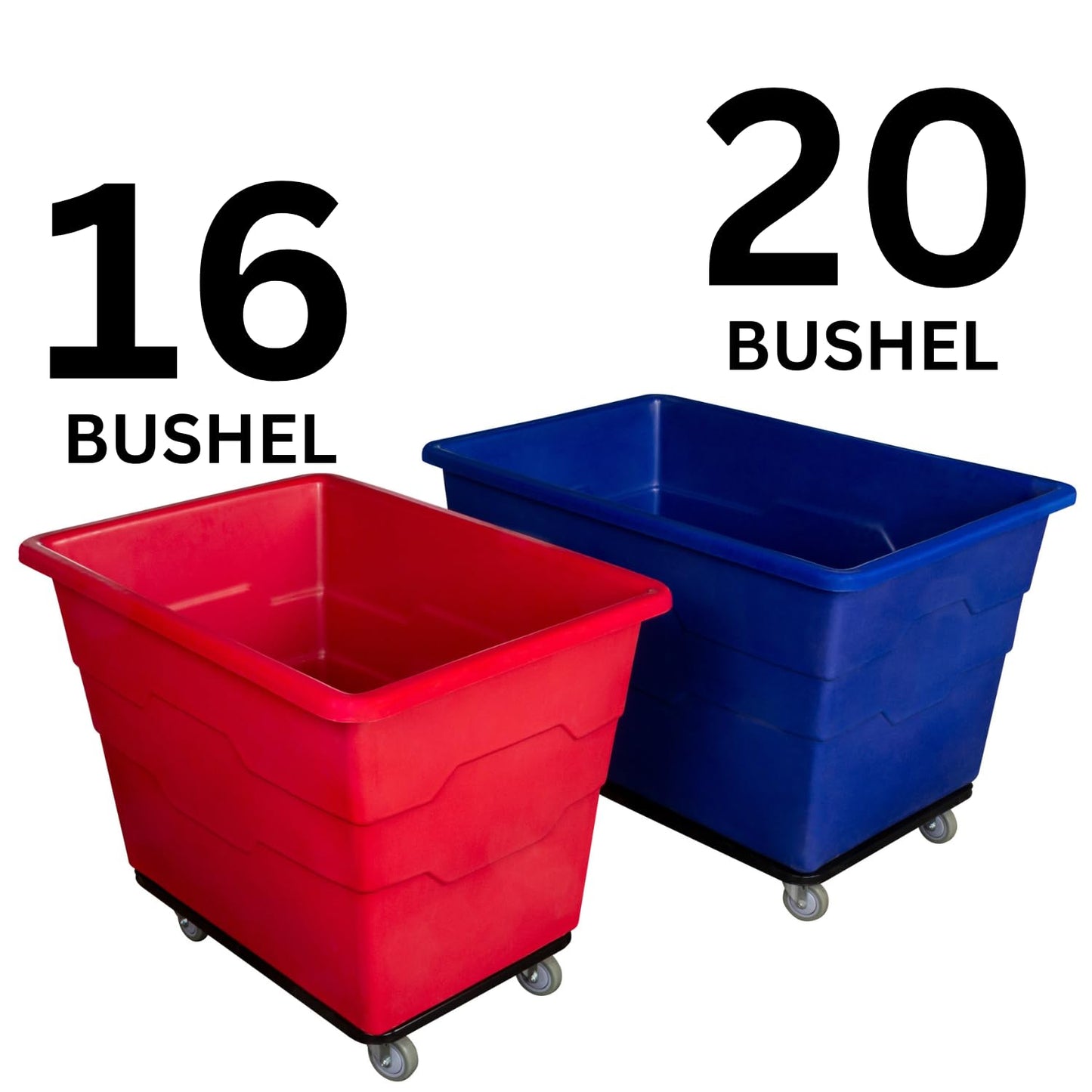 ReadySpace Commercial 20 Bushel Utility Cart with Steel Base, Poly Box Basket Truck, Laundry Cart, and Rolling Trash Bin, 51.5-Inch x 35.5-Inch x 36-Inch, 1000 Pound Weight Capacity, Gray