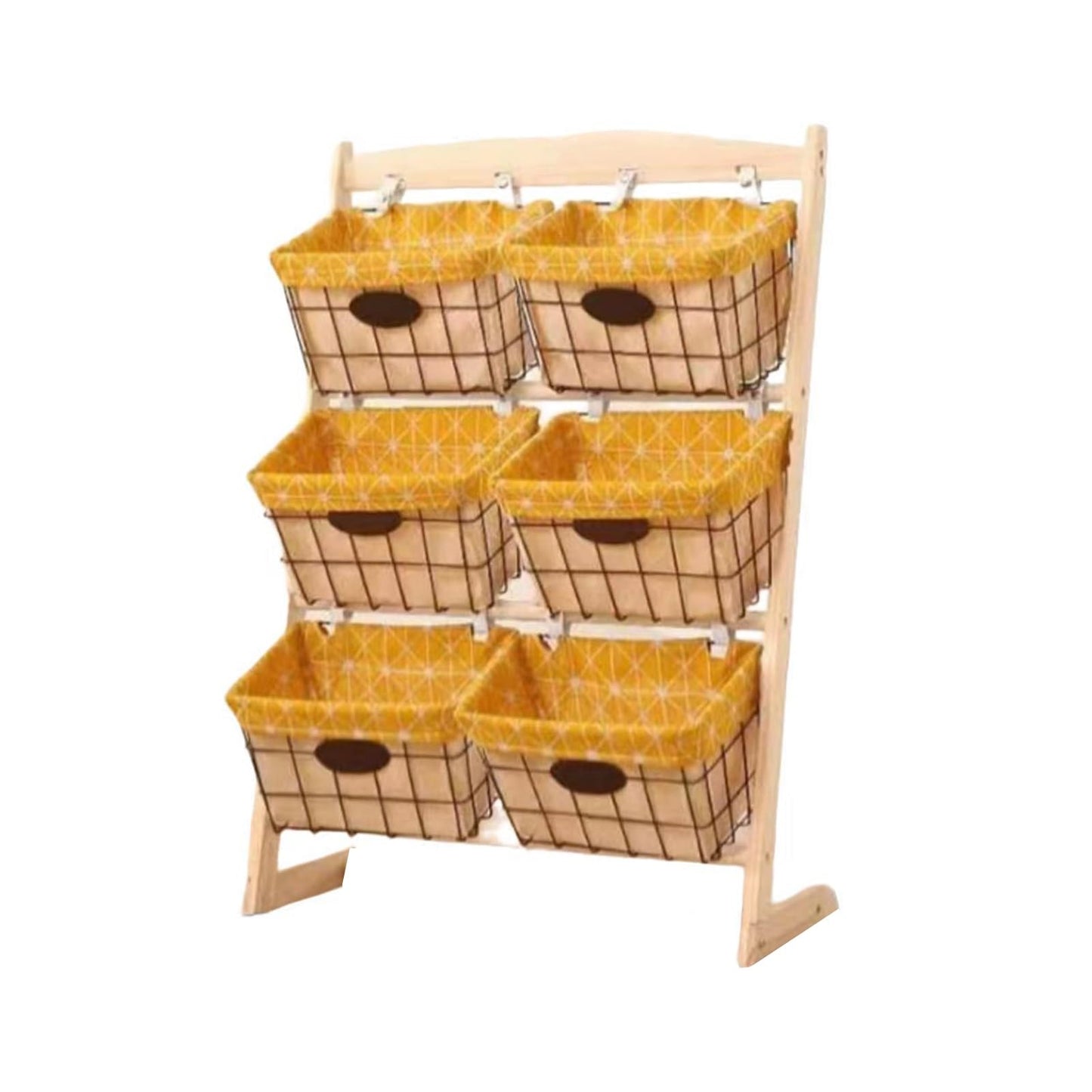 BXKCFYBSQ Heavy Duty Pillow Storage Shelves,Floor Standing Wooden Storage Baskets,2/3/4-tier Display Stand,40kg Capacity,for Retail Home School(3-Tier)