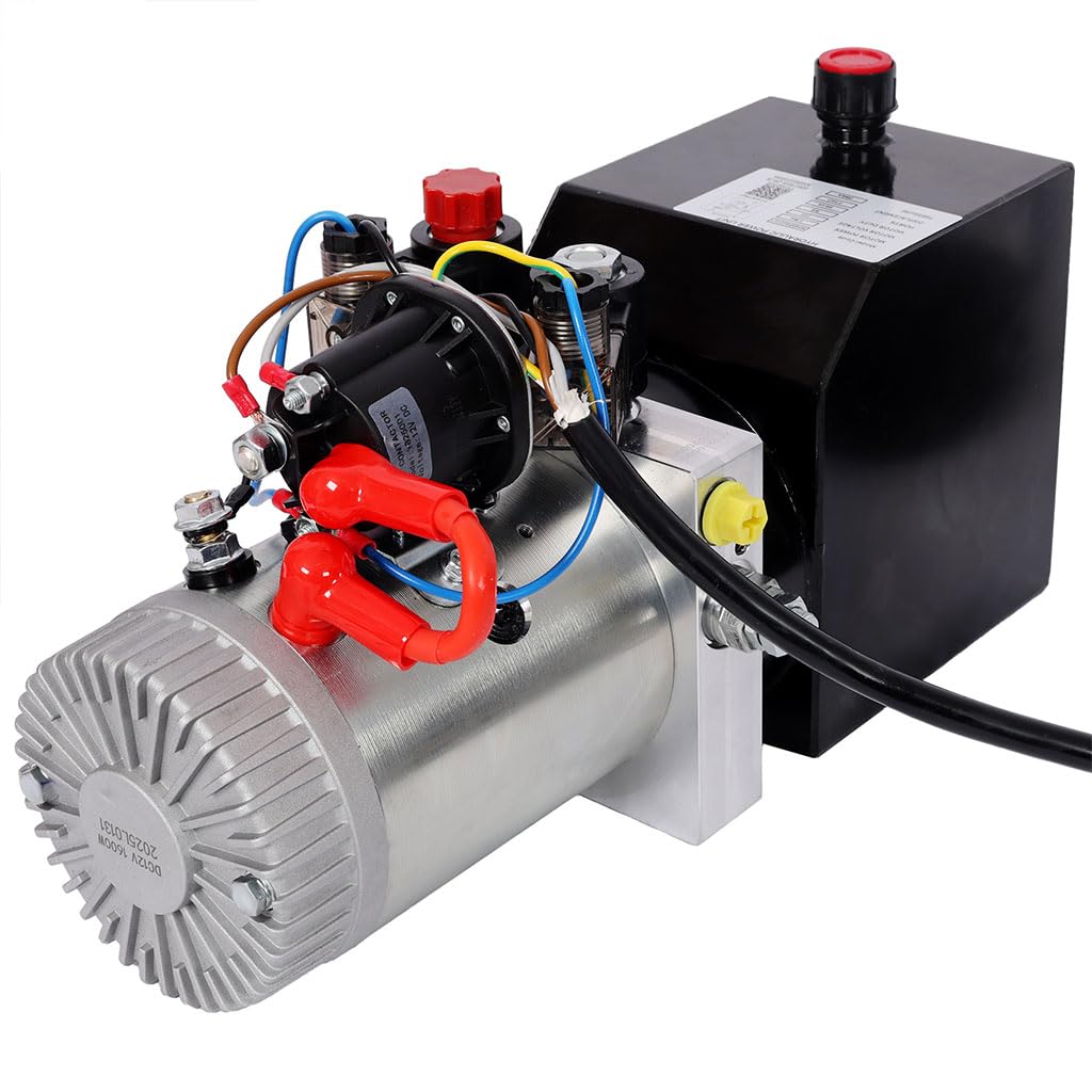 12V DC Hydraulic Power Unit Double Acting Pump, 3HP Hydraulic Pump with Steel Reservoir, 2950 PSI Max Pressure, 16.4 Ft Control Cable, Hydraulic Power Pack for Dump Trailer, Lift Gate, Log Splitter