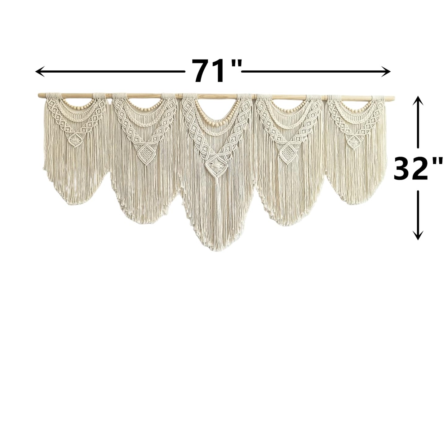 Extral Large macrame wall hanging, 71'' W x 32'' L boho wall art tapestry wall decor for urban entryway,living room,bedroom decor, headboard woven wall art, big fiber art over couch art for Yarn hallway