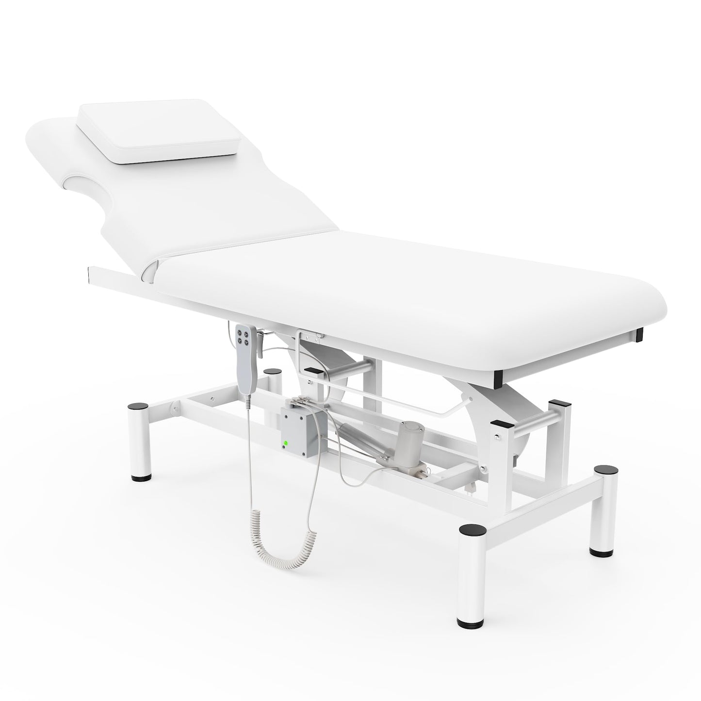 Professional Electric Massage Table, 2 Motors Hydraulic Electric Lift Adjustable Backrest and Height Lifting Functions for Treatment/Physical Therapy/Spinal Massage/Facial Spa/Waxing/Tattooing - White