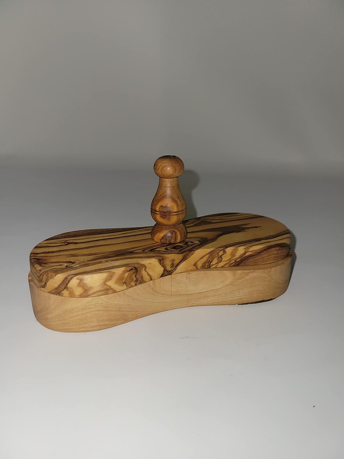 AramediA Handmade Olive Wood Double Round Container, Spices and Condiments Storage Jar, Hand Carved