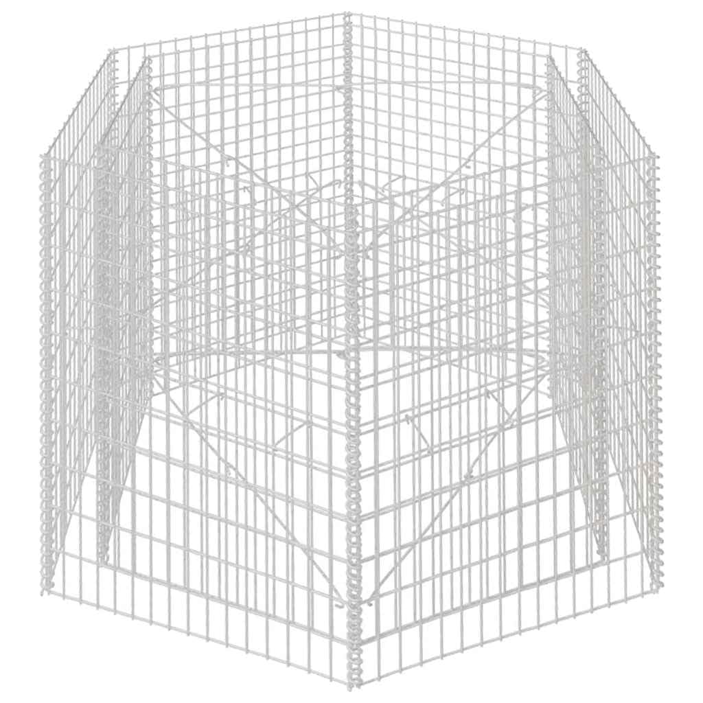 Favemtsl Hexagonal Gabion Raised Bed 63"x55"x39" Galvanized Steel Planter Box for Outdoor Garden Beds, Large Outdoor Raised Flower Bed for Patio, Backyard and Lawn
