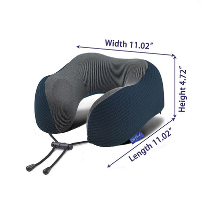 napfun Neck Pillow for Traveling, Upgraded Travel Neck Pillow for Airplane 100% Pure Memory Foam Travel Pillow for Flight Headrest Sleep, Portable Plane Accessories, Light Grey