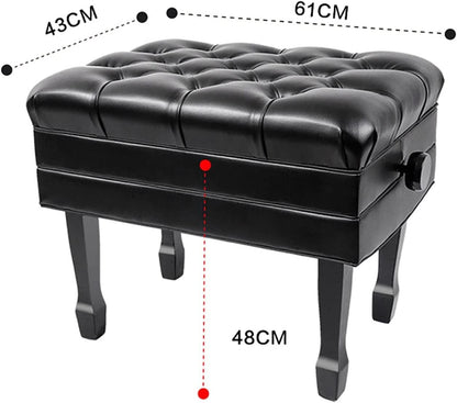 EliteBloom Luxury Leather Piano Bench with Height Adjustable Padded Seat and Waterproof Cushion Piano Stool with Solid Flip Top for Extra Music Storage,
