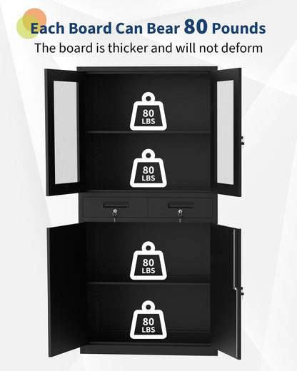 File Cabinet 2-Drawer Lateral with Lock, Metal Office Filing Cabinet for Letter/Legal/a4, Heavy Duty Storage Organizer, Full Extension Drawers, Anti-Tip Safety, Black, Home Office Organization