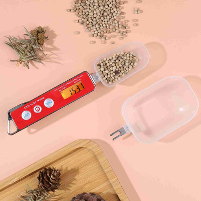 Kitchen Digital Measuring Spoon Food Scale, Digital Spoon Scale Electronic Measuring Spoon Scale Kitchen Food Tare Capacity 0.05g to 500g g, Digital Food Measuring Scoop Scale for Cooking (Red)