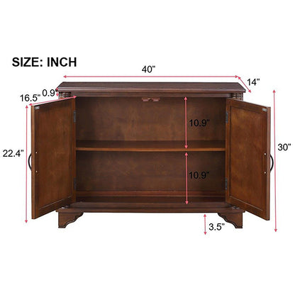 HMFULE 40" Sideboard Cabinet 2-Doors Solid Wood, Retro Buffet Cabinet with Storage Adjustable Shelf, Console Table Accent for Hallway, Living Room, Dining Room, Kitchen, Entry Way (Brown)