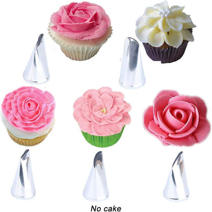BeeSpring 5 pcs Petal Piping Nozzles, Stainless Steel Cake Decorating Tips for Rose Flower Pastry DIY Tools