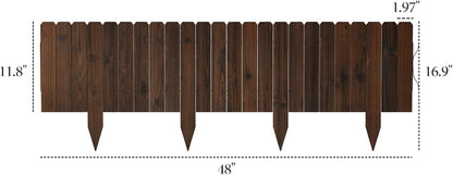 Wood Garden Edging Border, No Dig Landscape Edging, Decorative Flower Bed Border, 11.8" H x 48" L (1 Pack)