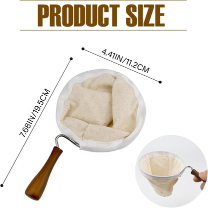 Coffee Filter, Flannel Cloth Coffee Filter with Wooden Handle, Reusable Coffee Sock Filter for Home Office Kitchen Use