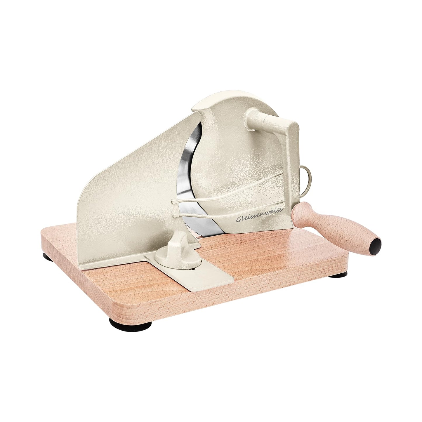 Gleissenweiss Stainless Steel Bread Slicer – Adjustable Manual Sourdough Bread Cutter with Hand Crank & Precise Thickness Control – Classic Homemade Bread Slicer for Kitchen & Bakery (Cream)