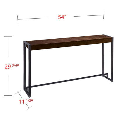 SEI Furniture - Holly & Martin Macen Console - Dark Tobacco with Gunmetal - Transitional Design, Brown Iron and Wood - Ideal for Entryway, Living Room (CM9912)