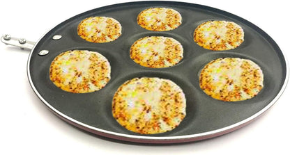 Non-Stick Mini Uttapam Pan, 7 Unique Mini Pancake Griddle, Pancake Maker, Tawa for Multi-Snacks (275mm)