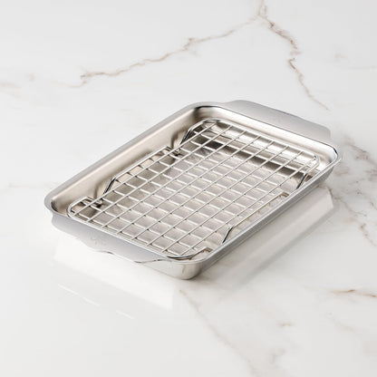 Hestan OvenBond Provisions - Tri-Ply Stainless Steel 2-Piece Mini-Eighth Sheet Pan & Rack Set (6 x 9")