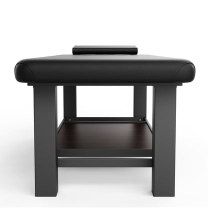 Ufurpie Professional Heavy-Duty Stationary Massage Table, Fixed Backrest Wide Exam Table, Metal Frame Treatment Bed for Spa Facial Salon Physical Therapy, Luxury PU Leather, Black, 31.5'' W × 75'' L