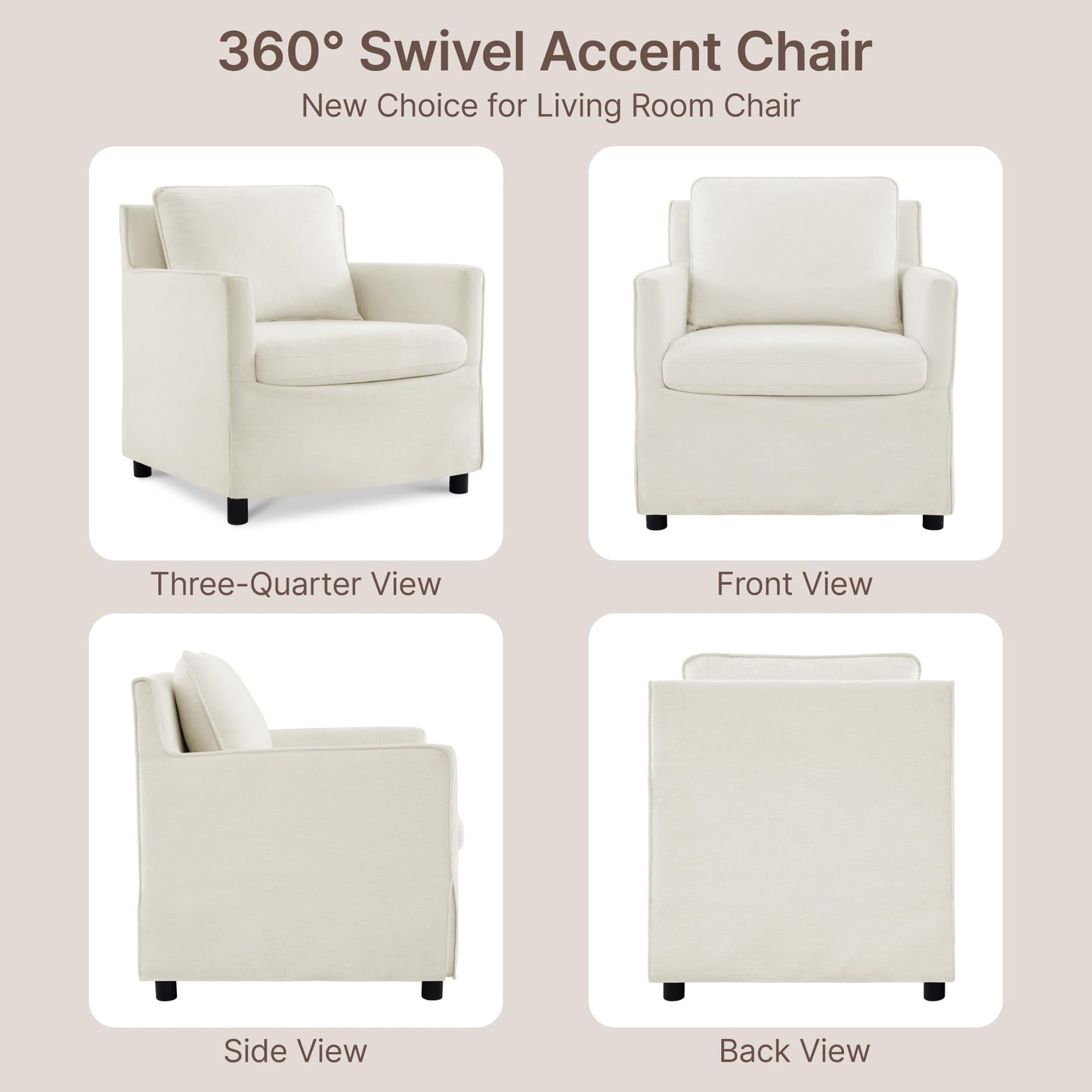 Upholstered Barrel Accent Chair, Modern Single Sofa with Washable Cover for Living Room, Bedroom,Reading Spaces,Office,Cream White