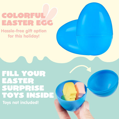 3.15" 150PCS JOYIN Easter Eggs, Large Fillable Plastic Eggs Empty Colorful Bright Eggshells with Hinge for Easter Hunt