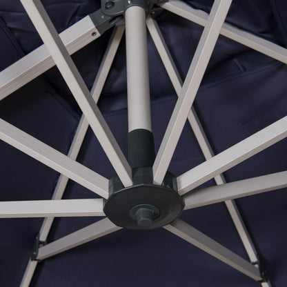 Mojia Cantilever Patio Umbrella with Cross Base and Cover Included - 360° Rotation Large Heavy Duty Offset Outdoor Umbrella with Easy Tilt for Pool Backyard Deck Garden (10x13 FT Navy Blue)