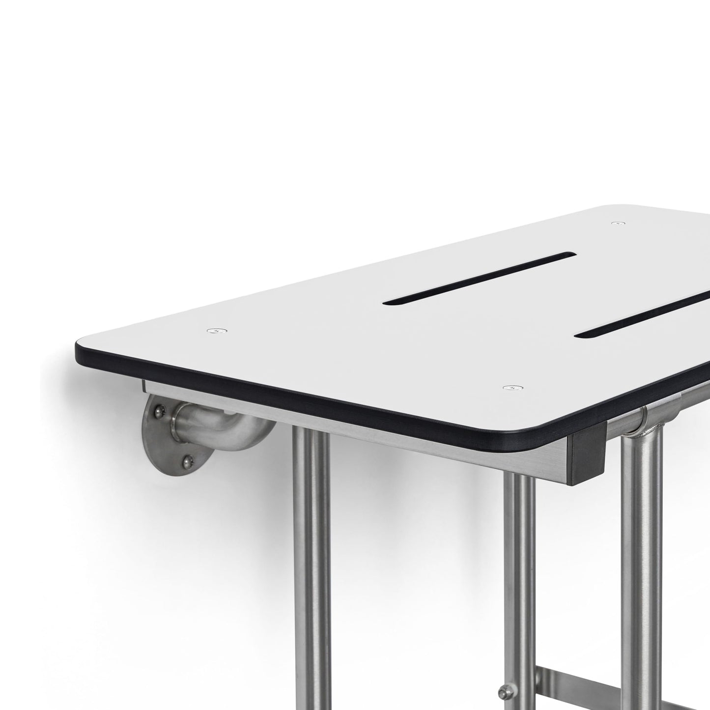 Seachrome 18 inch Wall-Mount Folding Shower Bench Seat with Legs, White